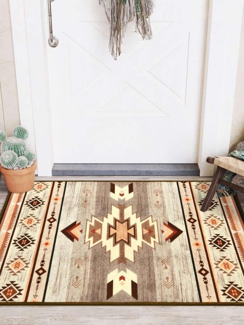 BENRON Western Entryway Rug 2x3, Small Area Rugs for Kitchen, Warm Beige